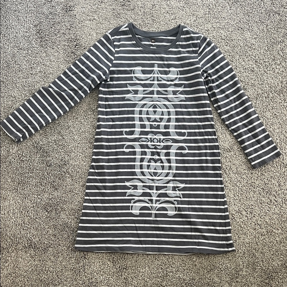 Tea Collection Charcoal and White Striped T-shirt Dress